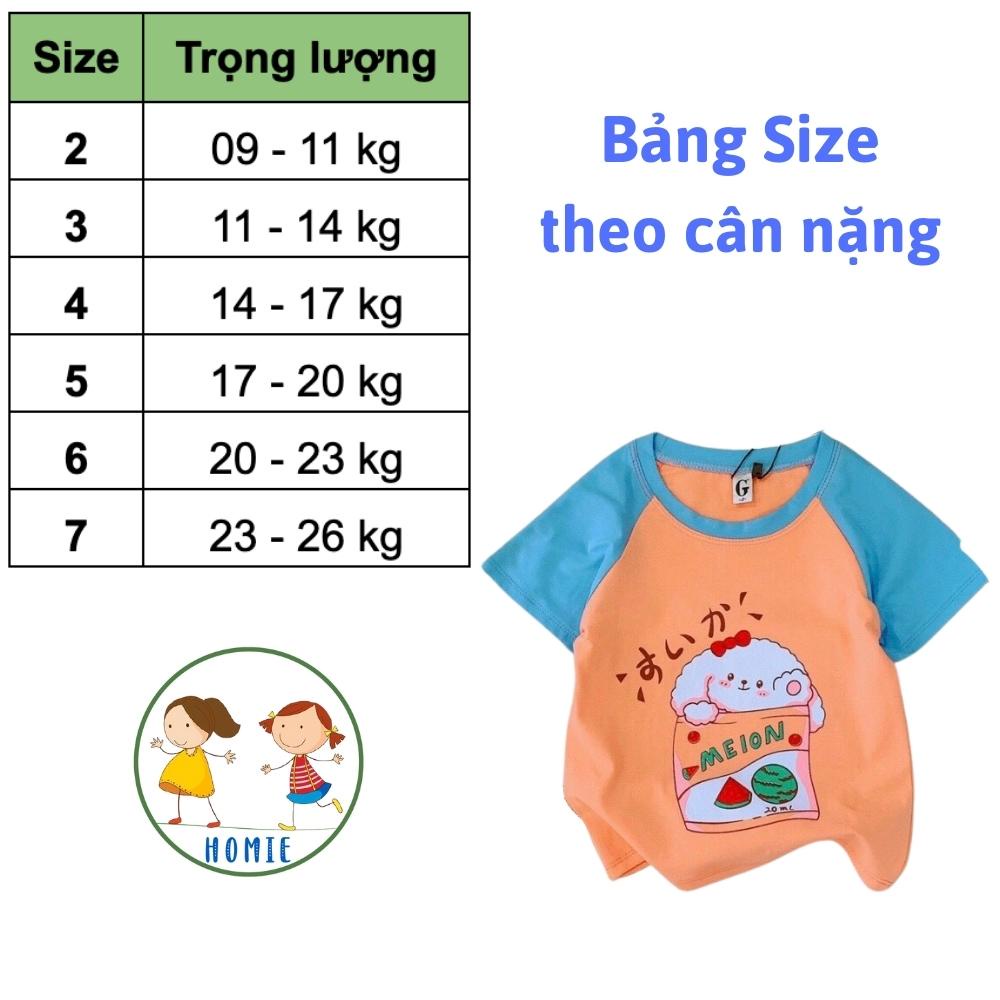 Áo Thun Bé Gái 9-26 Kg Áo Phông Cộc Tay Hàn Quốc Cho Bé Gái 1-6 Tuổi Cotton Chính Phẩm Mềm Mịn Mát Homie Kids