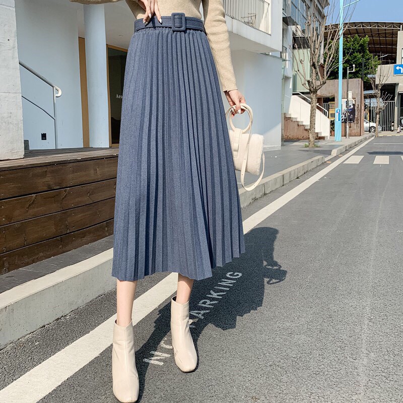 Chân Váy Xếp Ly Dáng Dài ( kèm đai ) | BigBuy360 - bigbuy360.vn