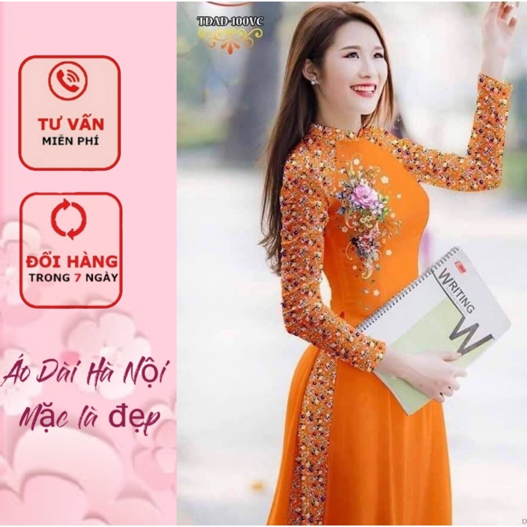 *Đủ màu áo dài in 3D hoa nhí tay pha - ÁO DÀI HÀ NỘI