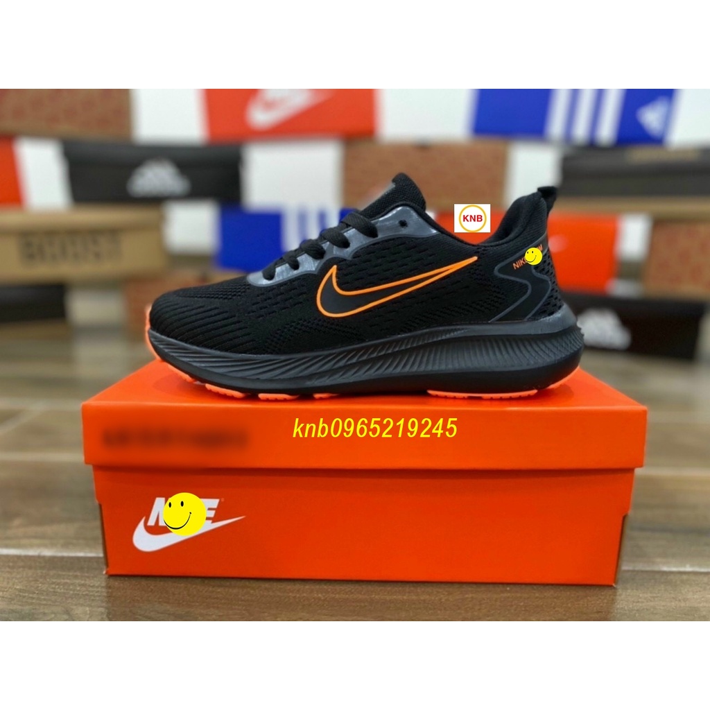 Giày thể thao nam Nike Zoom, Giày Nam Chạy, Đi Bộ Đế Mềm Nike Zoom đen đế cam