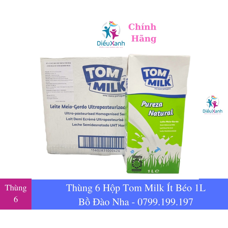 Thùng 6 Hộp Sữa Tươi Tom Milk Ít Béo 1L - Nhập Khẩu Bồ Đào Nha