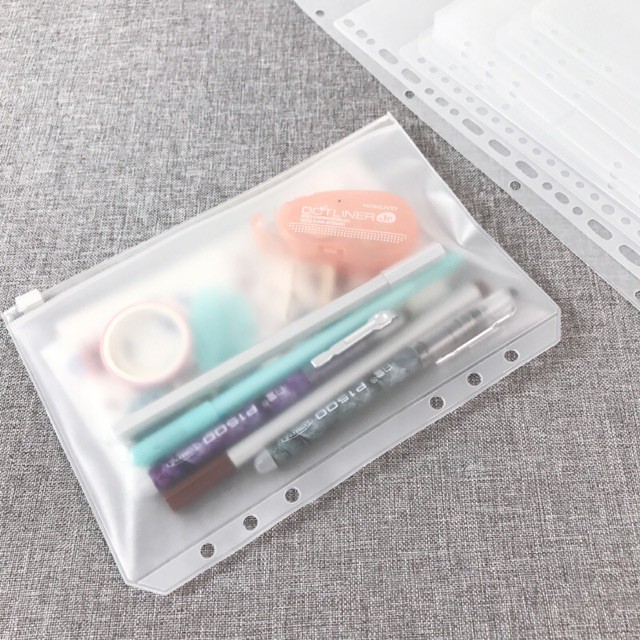 Túi zip dùng với còng sổ tiết kiệm đựng tiền chi tiêu bìa còng binder khổ B5/A5/A6