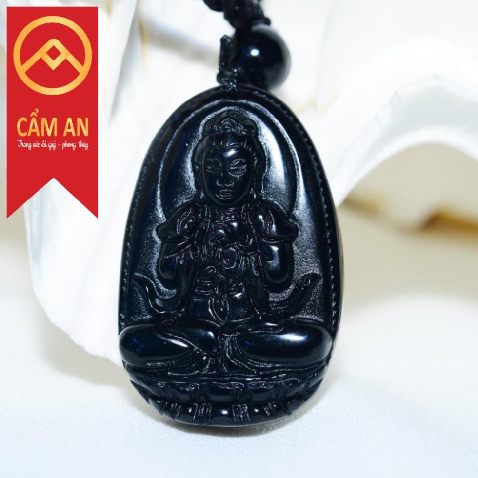 Mặt dây bản mệnh màu đen đá t.ự nh.iên núi lửa Obsidian  phù hợp mệnh Kim, mệnh Thủy và mệnh Mộc