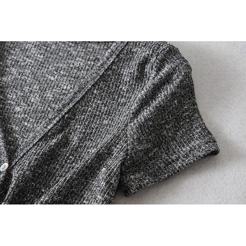 [Mã FATHANG5 giảm 10K đơn 50K] Váy body xám muối tiêu xoắn eo nút xà cừ | BigBuy360 - bigbuy360.vn