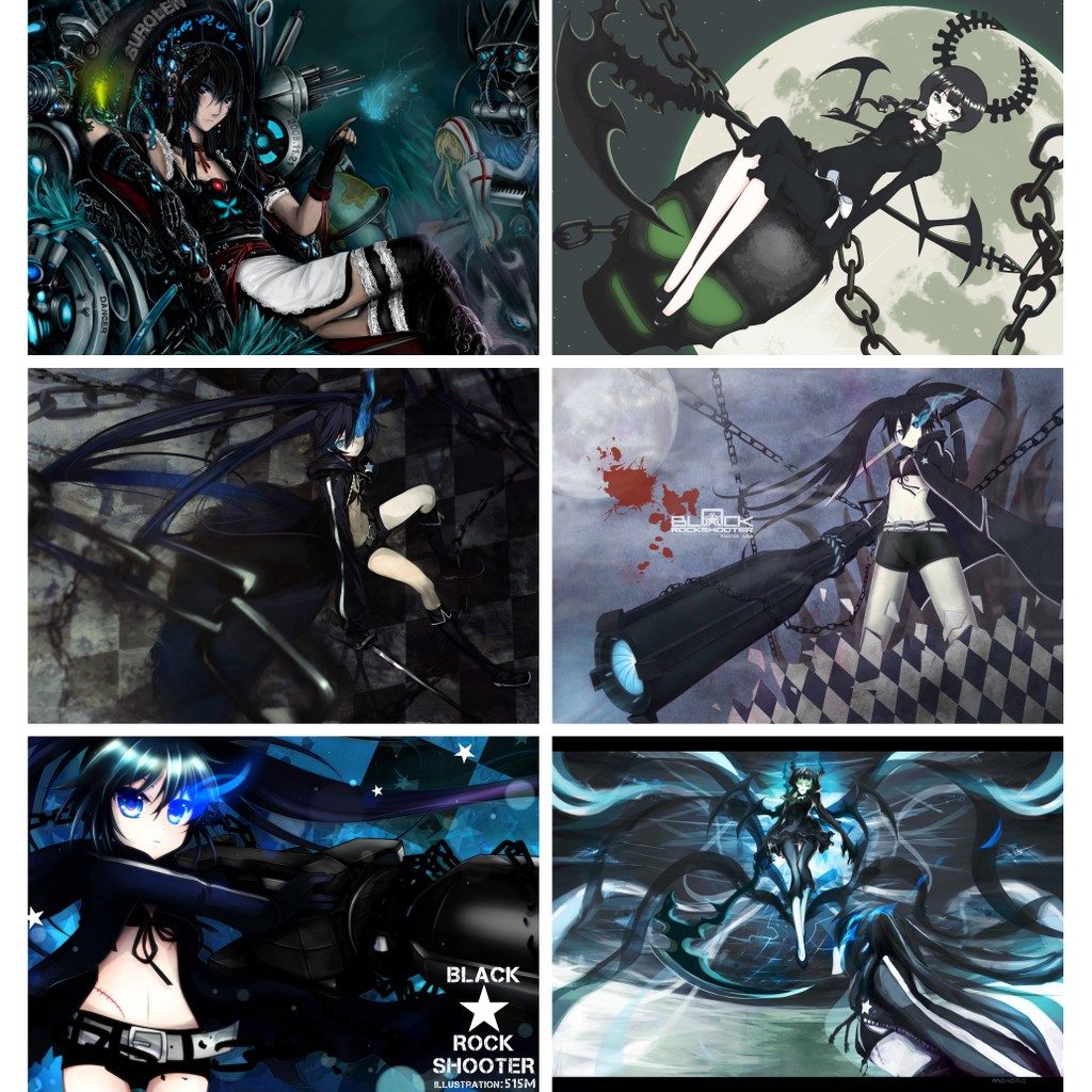 Set 6 Tấm Poster Áp Phích Anime Black Rock Shooter - Burakku Rokku Shuta - Cuộc Chiến Sinh Tử By AnimeX