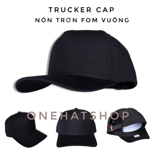 Nón trơn đen fom vuông A-frame Champ Full Black Trucker Cap
