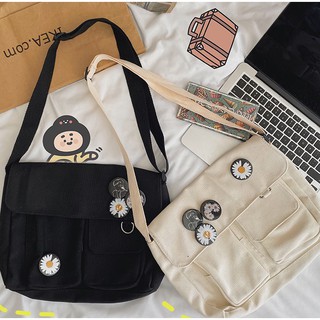 Túi hộp đeo chéo nam nữ Trắng Đen vải canvas dày đẹp giá rẻ