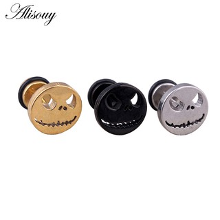 Punk Barbell Skeleton Ear Studs Thép không gỉ Thời trang Bông tai đơn giản Unisex