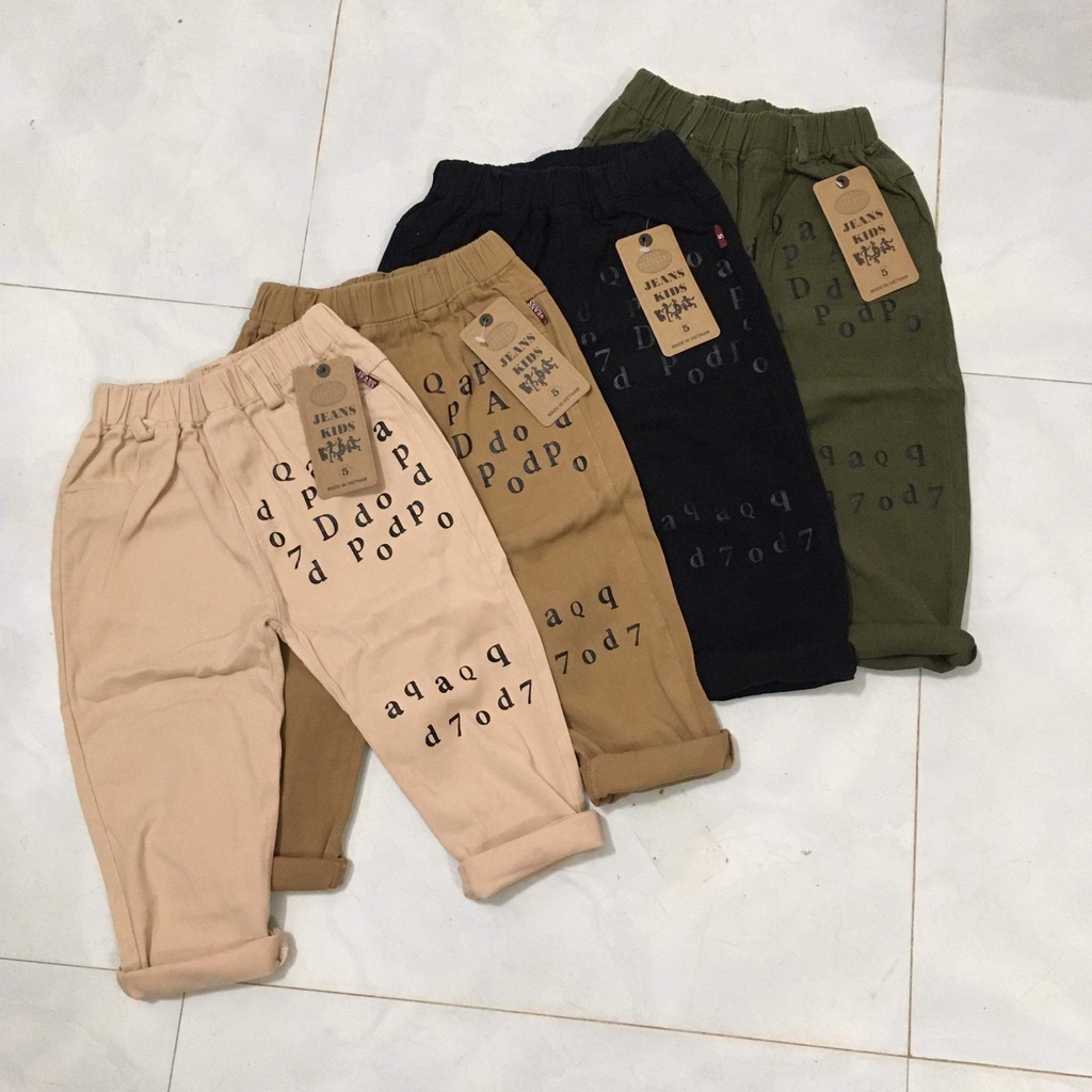 Quần kaki dài in chữ hot trend cá tính cho bé trai