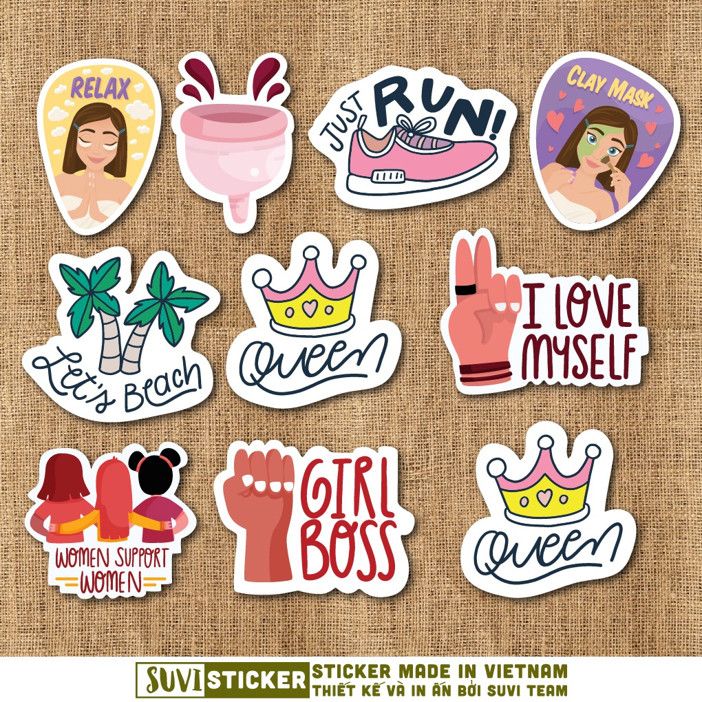 50 Sticker Cô Gái Cute chống nước sticker dán laptop, điện thoại, đàn guitar, mũ bảo hiểm, vali. MSP: Girl01