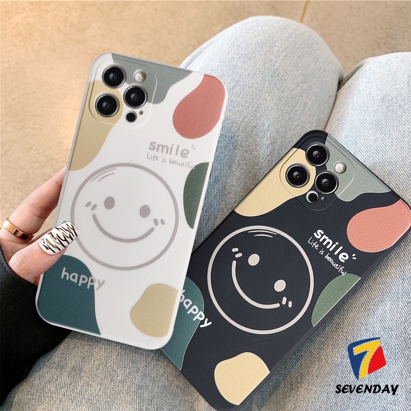 Straight Edge Soft Tpu Case Xiaomi Redmi Note 9 10 8 10s 10pro Max Plus Redmi 9A 9 10 9T 9C Nfc Mi Poco M3 Poco X3 Pro Nfc Couple Silicon Happy Smile Anti-fall Back Cover