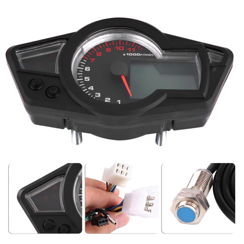 Phổ Xe Máy Kỹ Thuật Số LCD Đo Dặm Speedometer Tachometer 15000 VÒNG / PHÚT với Cảm Biến Tốc Độ