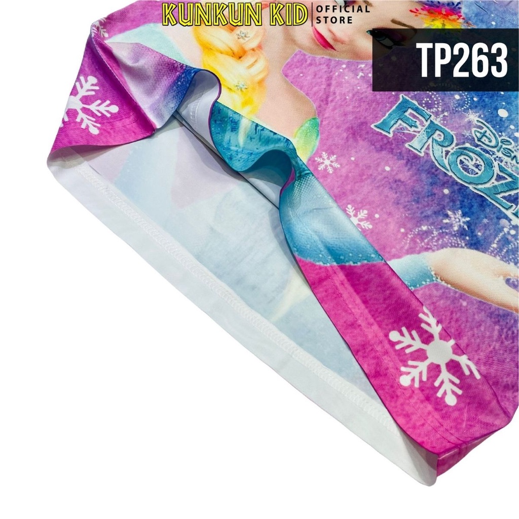 Quần áo bé gái thun lạnh in 3d tay ngắn hoạt hình công chúa elsa Kunkun Kid TP263-240-825-1053 size đại từ 10-60kg