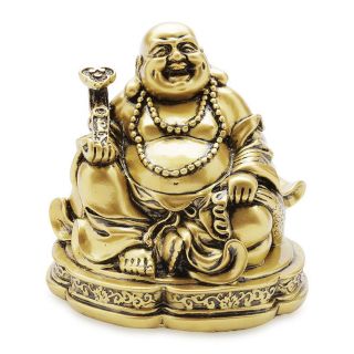 Ông Di Lặc ngồi cầm gậy như ý D39 cao 14cm
