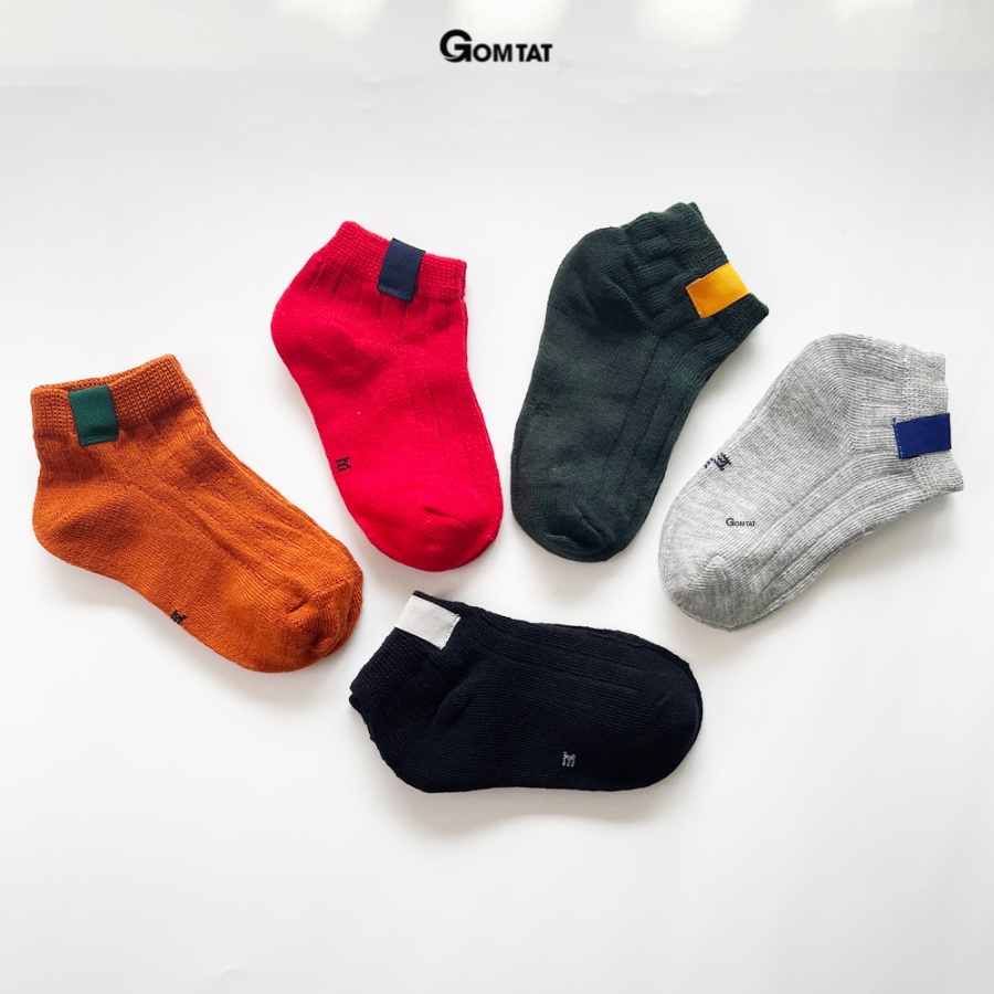 Set 5 đôi tất cho bé trai dễ thương trơn màu, vớ trẻ em chất liệu cotton mềm mịn thoáng mát - LISU-TREEM-NAM03