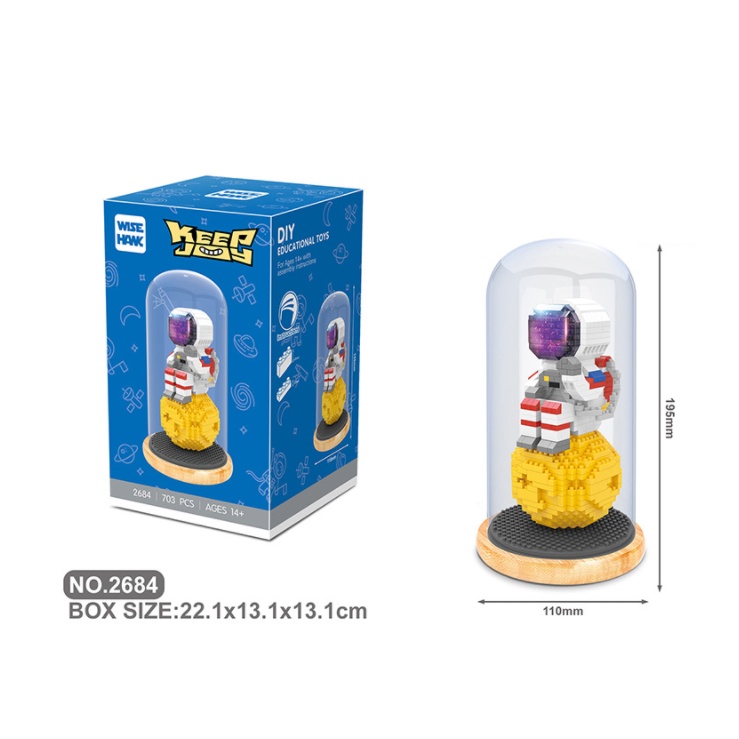 800 Mảnh Ghép, Có Hộp Kính – Bộ đồ chơi lắp ghép Mô Hình Phi Hành Gia – Trang Trí Decor Lắp Ráp Đồ Chơi Siêu Dễ Thương