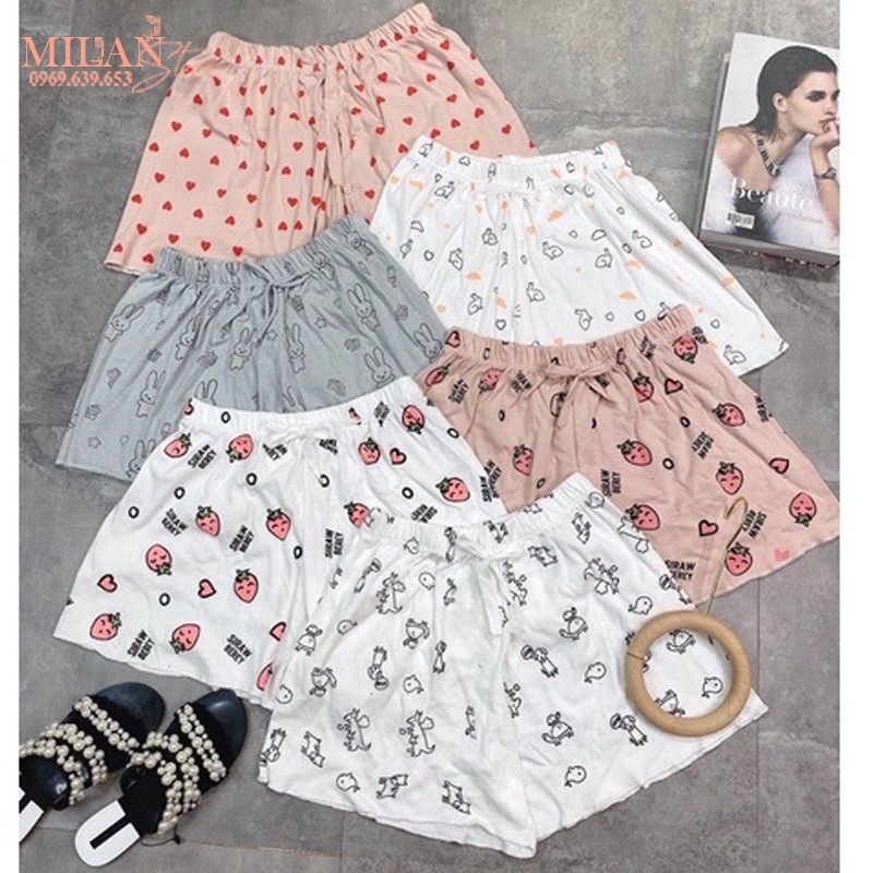 Quần đùi nữ mặc nhà ngủ bigsize có dây rút cạp chun thun viền bèo sóng - Quần short ngủ vải cotton mặc ở nhà kiểu thái