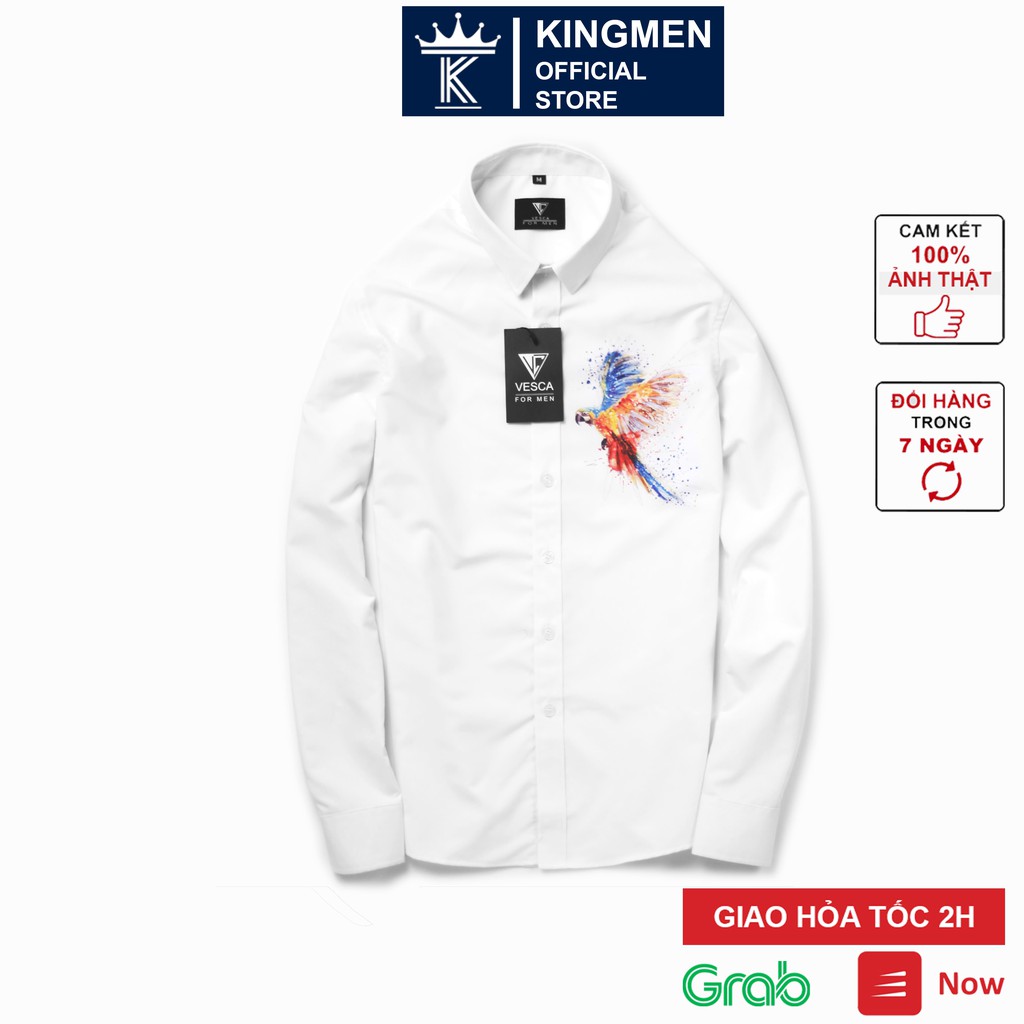 Áo sơ mi nam cao cấp đẹp in 3d hình phượng hoàng Vesca hàng vnxk dáng thời trang Hàn Quốc A4