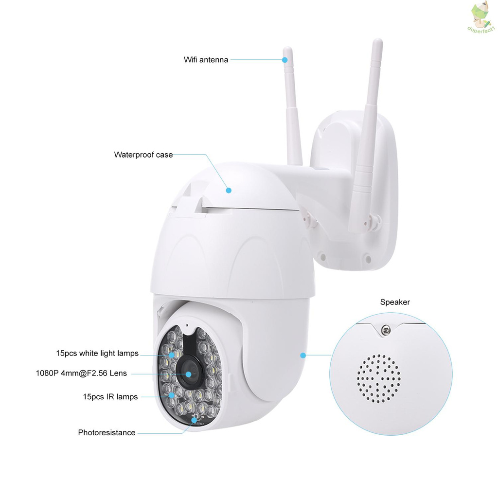 Camera An Ninh 1080p 2.0mp Wifi Không Dây Ptz Hd Ir-Cut Chống Nước Ip66 4mm Onvif P2P