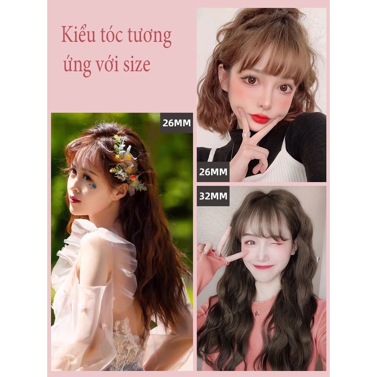 Máy làm xoăn sóng nước màn hình LCD điều chỉnh được các mức nhiệt ,phù hợp mọi kiểu tóc với 2 size 26mm và 32mm
