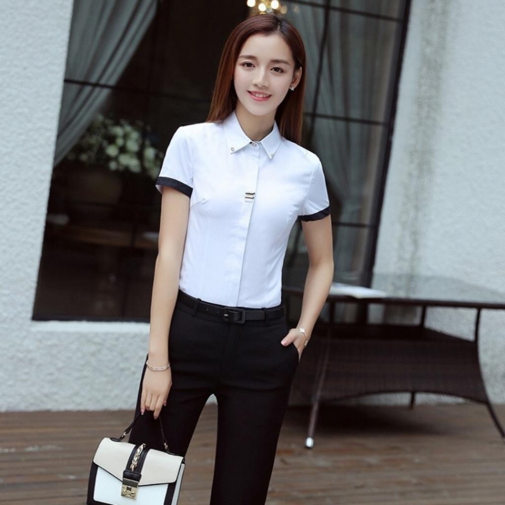 Áo sơ mi nữ ngắn tay viền trong cổ Mã H552 Thời trang PONIVA cao cấp Chất liệu mềm mịn thoáng mát chuẩn form