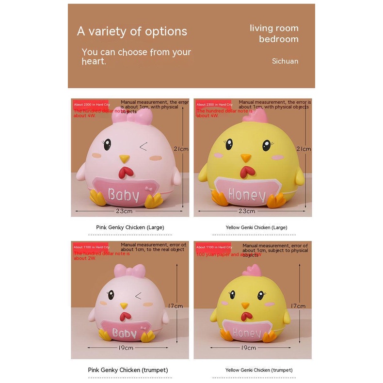 Ống Heo Tiết Kiệm Tiền Hình Gà Con Dung Tích Lớn Không Thể Phá Vỡ Cho Trẻ Em con heo đất Ống Heo Tiết Kiệm Sức Chứa Lớn Hình Chú Gà Dễ Thương Cho Học Sinh