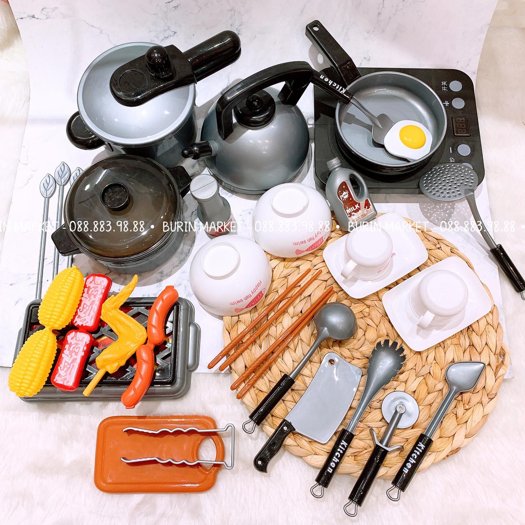 Bộ đồ chơi nấu ăn cho bé, đồ chơi làm bếp cho bé chất liệu nhựa an toàn - Burin Store