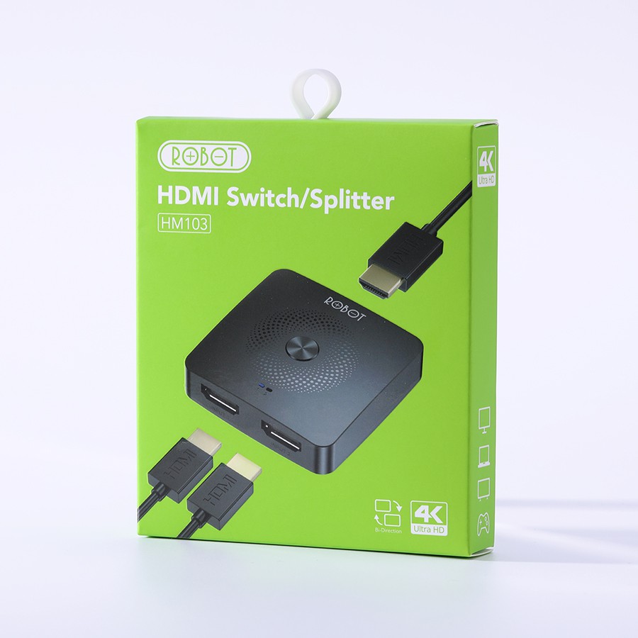 HUB Chuyển Đổi HDMI Switch/ Splitter Hai Chiều ROBOT HM103 - Kết Nối Cổng HDMI 4K Máy Tính PS4 Đầu Thu TV