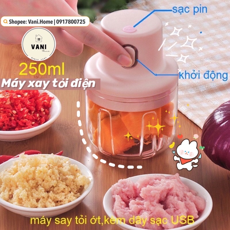 Máy xay tỏi ớt cầm tay mini - Máy xay đa năng 250ml tiện dụng nhà bếp