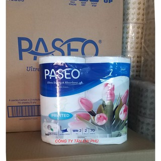 Khăn giấy bếp Paseo in hoa bịch 2 cuộn