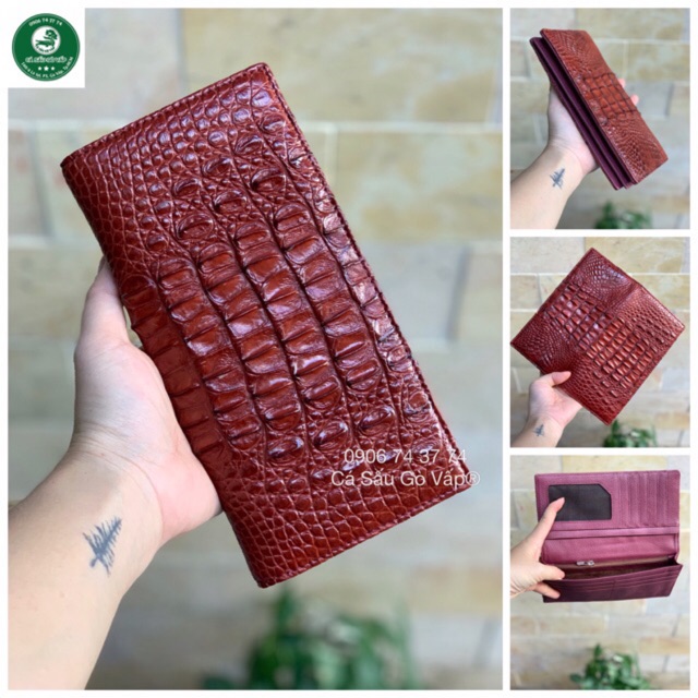 Ví 2 Gấp Da Cá Sấu Thật CÁ SẤU GÒ VẤP size 10-19