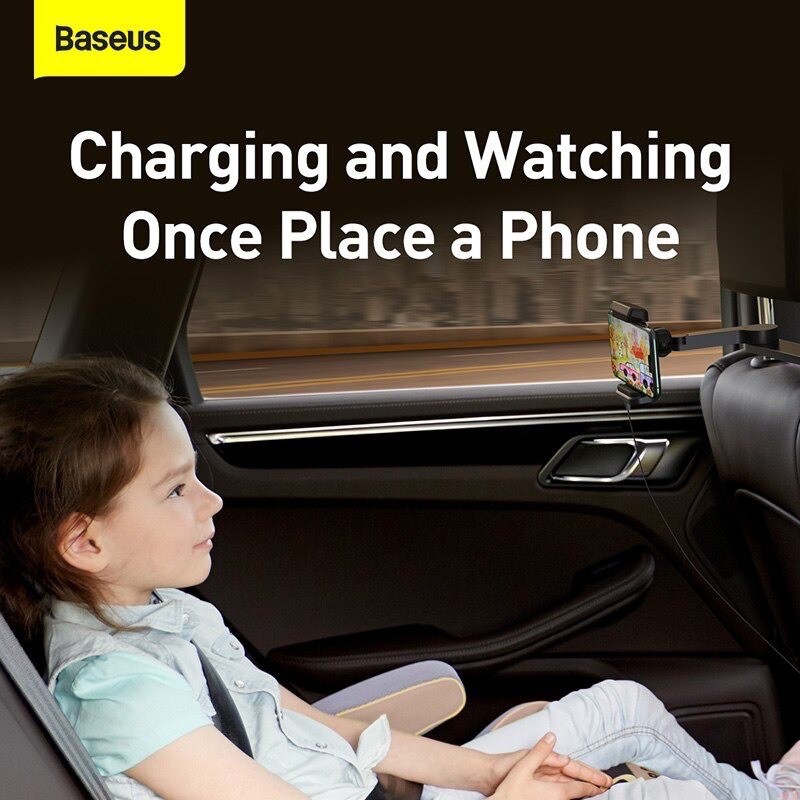 Bộ đế giữ điện thoại gắn lưng ghế trước tích hợp sạc không dây Baseus Energy Storage Backseat Holder Wireless Charger.