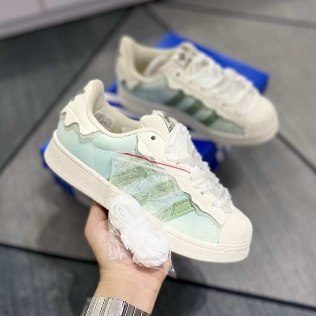 | CÓ SẴN - ẢNH THẬT | Giày thể thao adidas superstar sò xanh bản đẹp mẫu mới 2022 full box - giấy gói