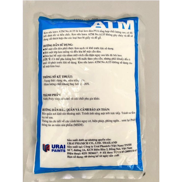 Keo sữa LATEX A135 ATM, keo dán gỗ, dán bao bì