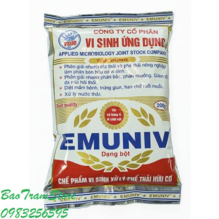 Chế phẩm vi sinh xử lý phế thải hữu cơ EMUNIV-EMIC(tên mới mẫu sản mới của EMUNIV) gói 200g