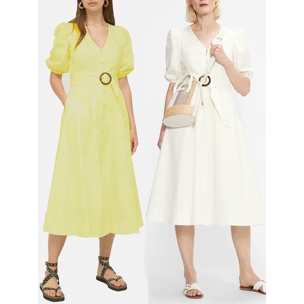 Đầm Ted Baker POPPPYY Button Through Puff Sleeve Midi