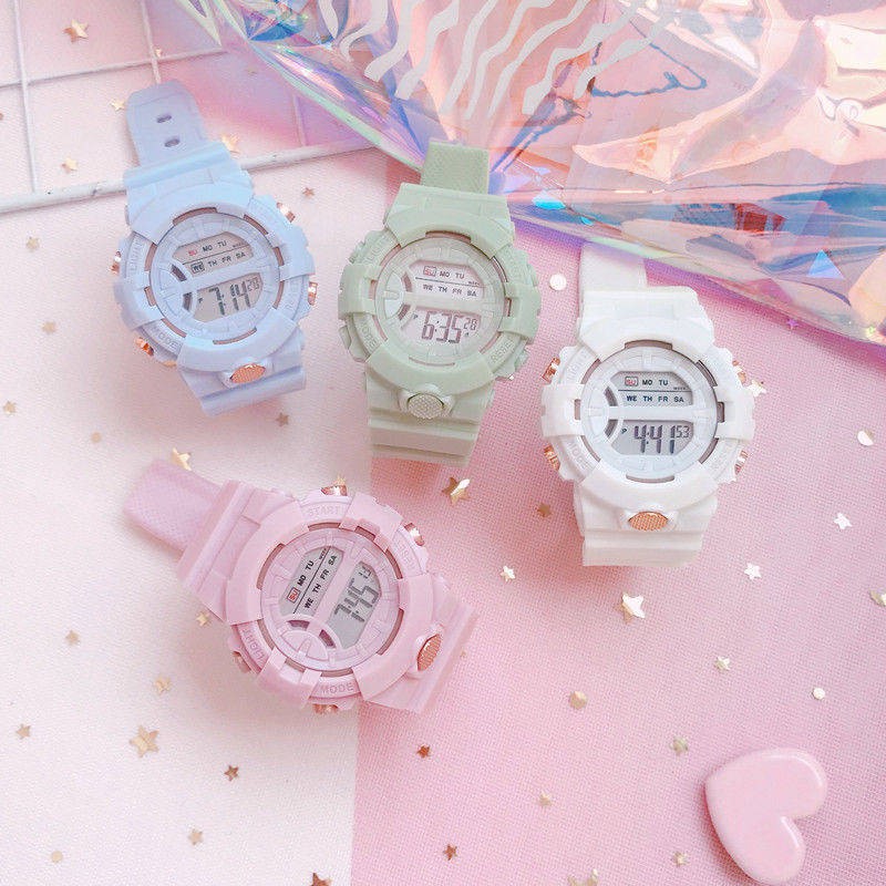 hồ tử Đồng hồ thông minh Ins Wind Net Red Cherry Blossom Powder Bột điện tử Macaron Girl, Học sinh trung học phổ thô | BigBuy360 - bigbuy360.vn