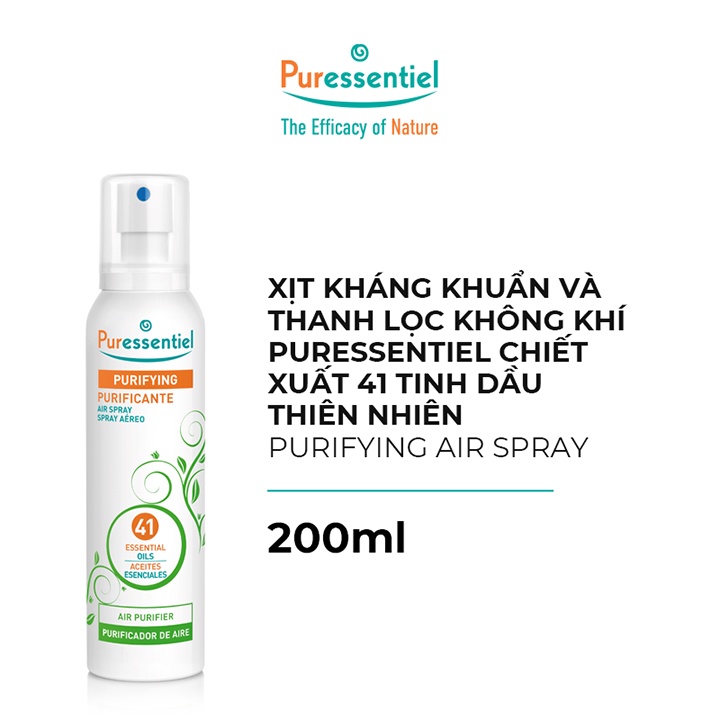 Xịt khử khuẩn không khí Puressentiel 200ml, thành phần tinh dầu chiết xuất từ thiên nhiên, bảo vệ sức khỏe gia đình