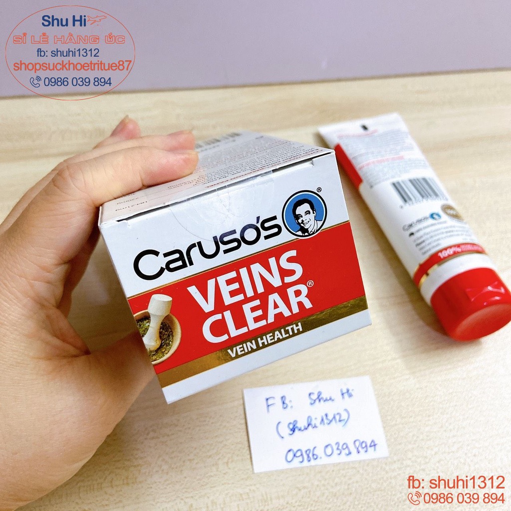 Viên uống giãn tĩnh mạch carusos venis clear caruso's 60 viên, kem bôi giãn tĩnh mạch venis clear cream caruso's 75g