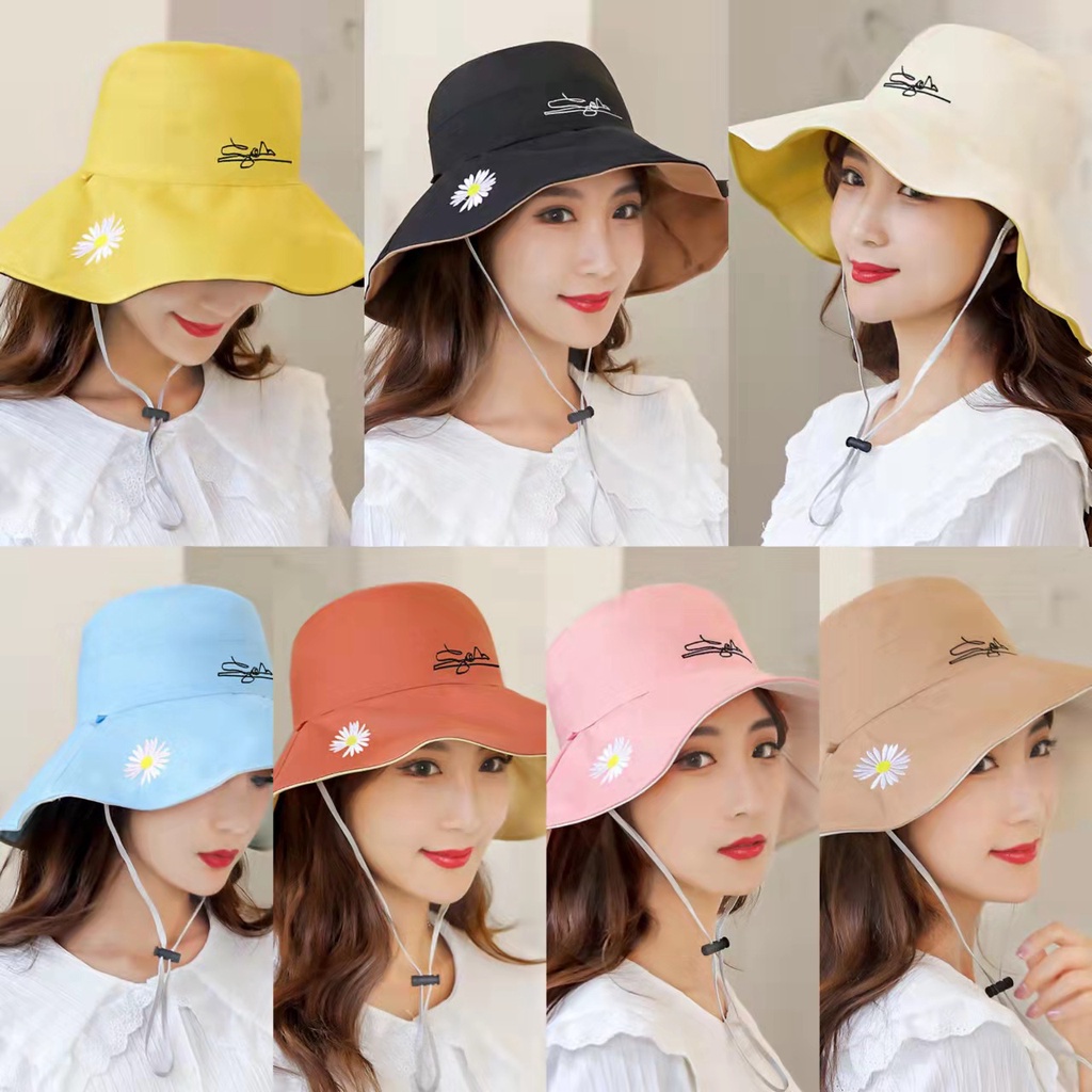 Mũ Vành Rộng Chống Tia Uv Họa Tiết Hoa Cúc Thời Trang Mùa Hè