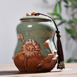 Hộp Đựng Trà Hoa Sen Nổi, HT02