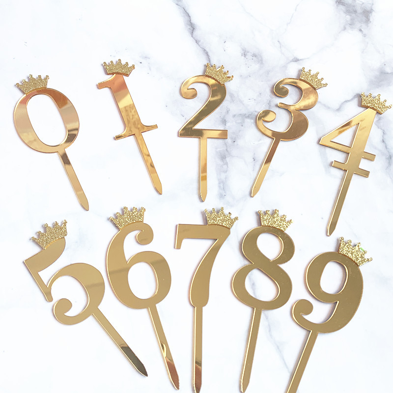 Crown Cake Topper Số [ HÀNG BÁN CHẠY ] Que Cắm Số trang trí bánh kem, bánh sinh nhật