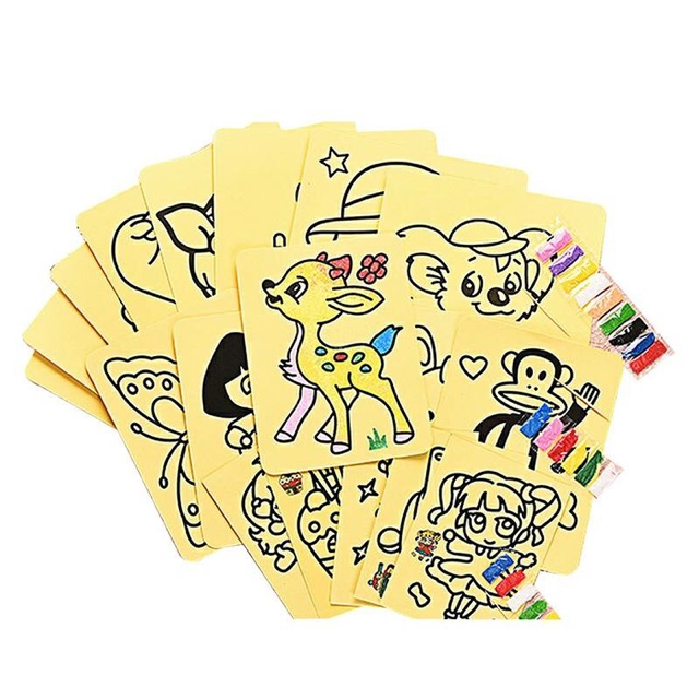 Bộ 20 tranh cát cho bé kèm cát chỉ 58k tất cả