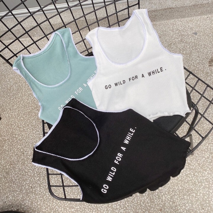 Áo Ba Lỗ Thun Gân Croptop Viền Ren In Chữ Cực Xinh - Hàng có sẵn | BigBuy360 - bigbuy360.vn