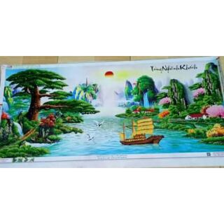Tranh gắn đá thành phẩm tùng nghênh khách