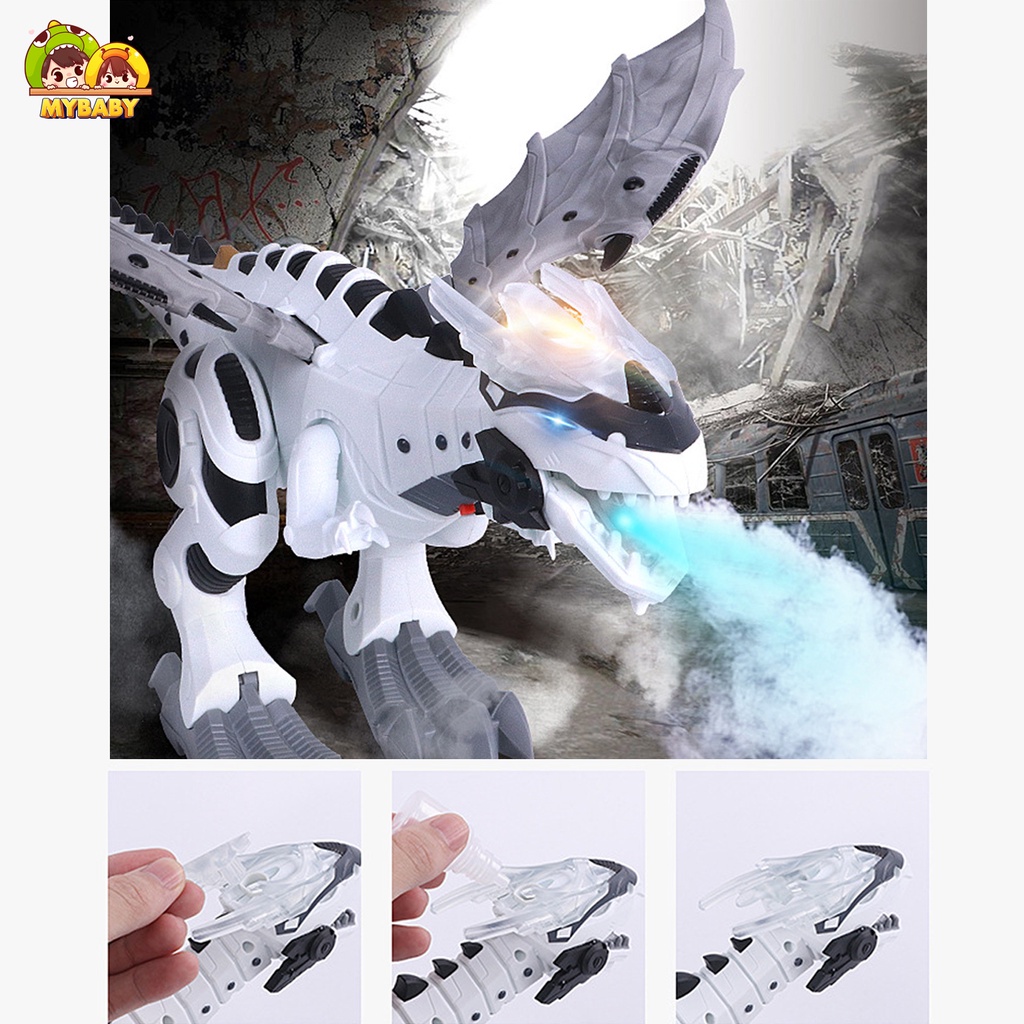 Đồ Chơi Trẻ Em Robot Khủng Long Phun Lửa Phun Khói - Tiếng Kêu Khủng Long Kết Hợp Hiệu Ứng Ánh Sáng Như Thật