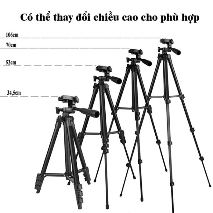 Giá đỡ điện thoại máy ảnh 3 chân, Tripod 3120 Tặng kẹp điện thoại, Giá đỡ chụp hình, quay phim Educase86