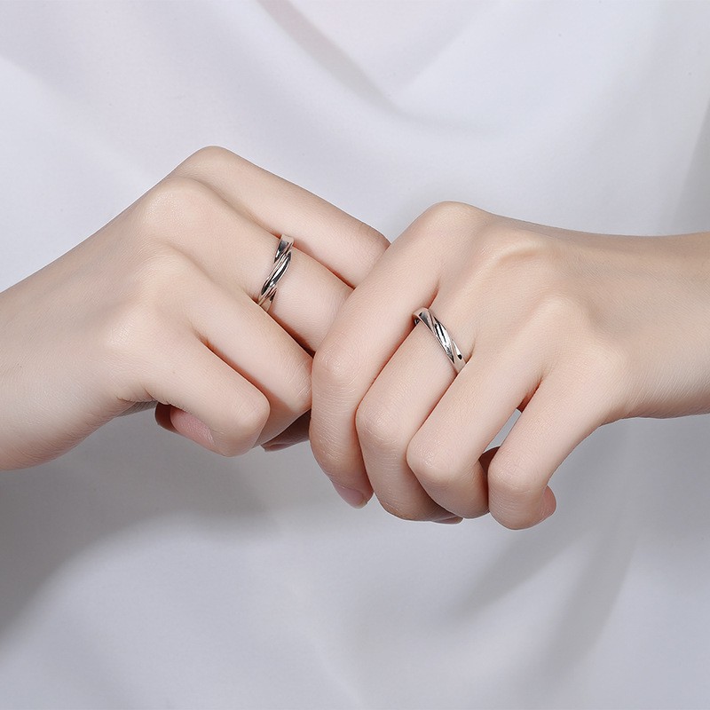 10 designs S925 Silver Couple Ring 2PCS Set of rings Girls' Accessories Korean Dignified Ring Opening Adjustable Love Diamond Jewelry Wedding Ring cincin