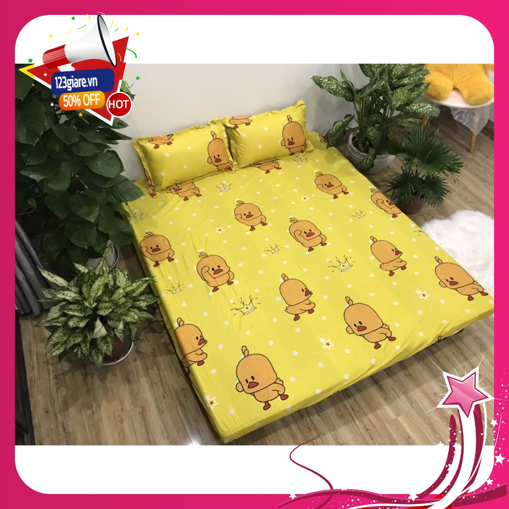 Sài gòn Bộ drap ga gối poly giường 2m2 mẫu gà vàng