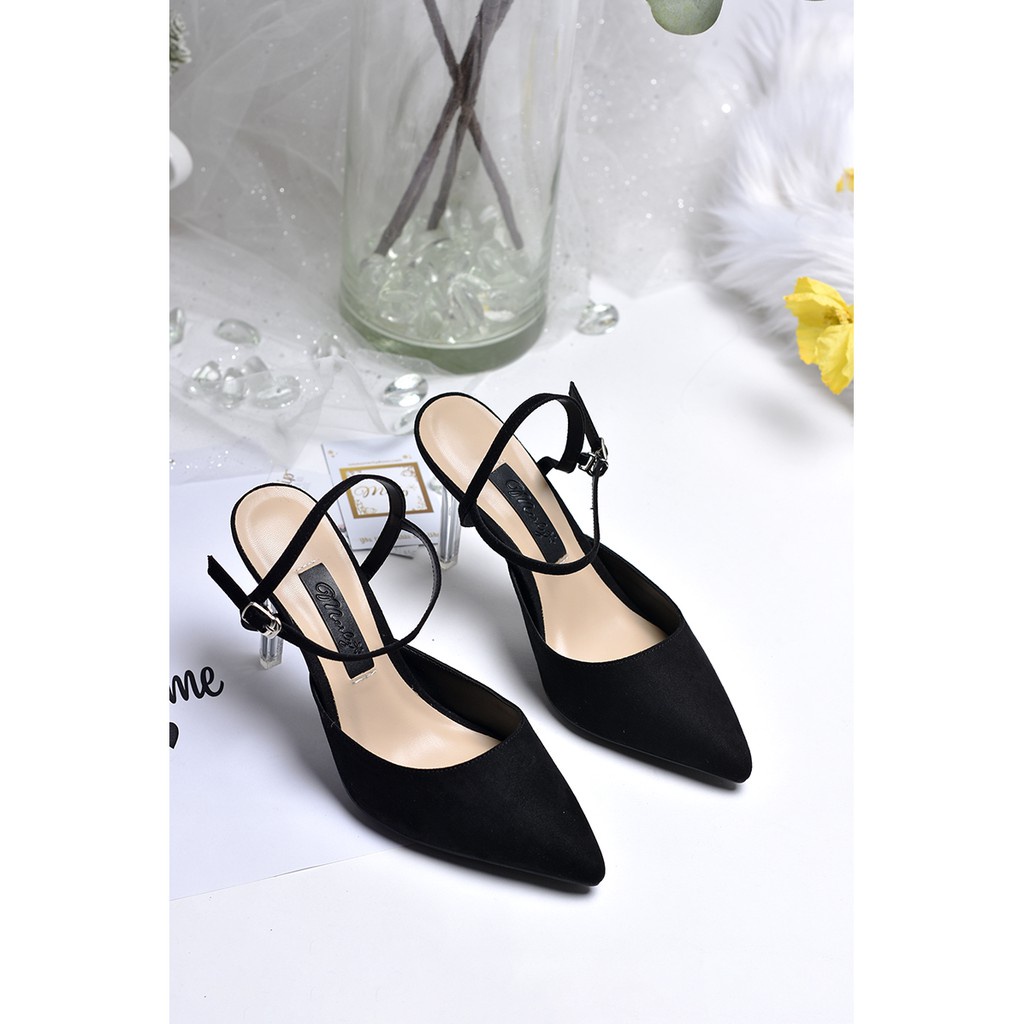 Giày sandal gót trong Merly 1245, Giày xăng đan nữ size lớn, Giày xăng đan hở gót cao gót po